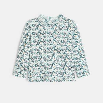 تيشيرت كوت مسطح وياقة متموّجة باللون الأخضر للفتيات الرضع.